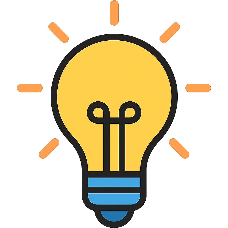 bulb icon with color accents and clean design emoji