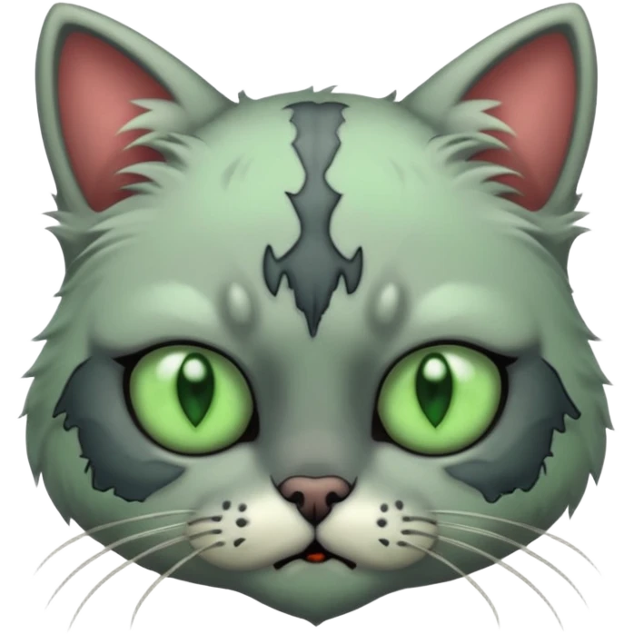 a super cute zombie cat, look sad but not danger emoji