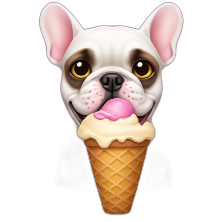 French bulldog with ice cream emoji