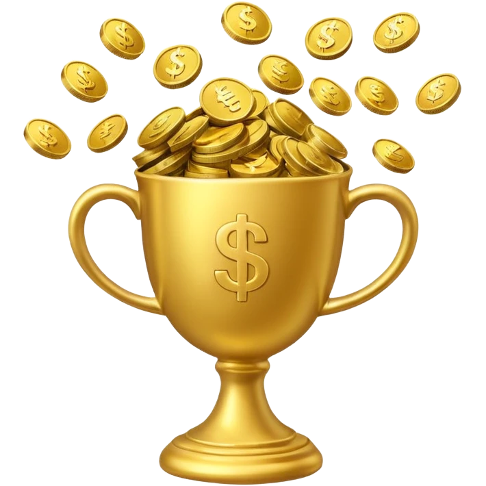 a winnig cup with money symbol emoji