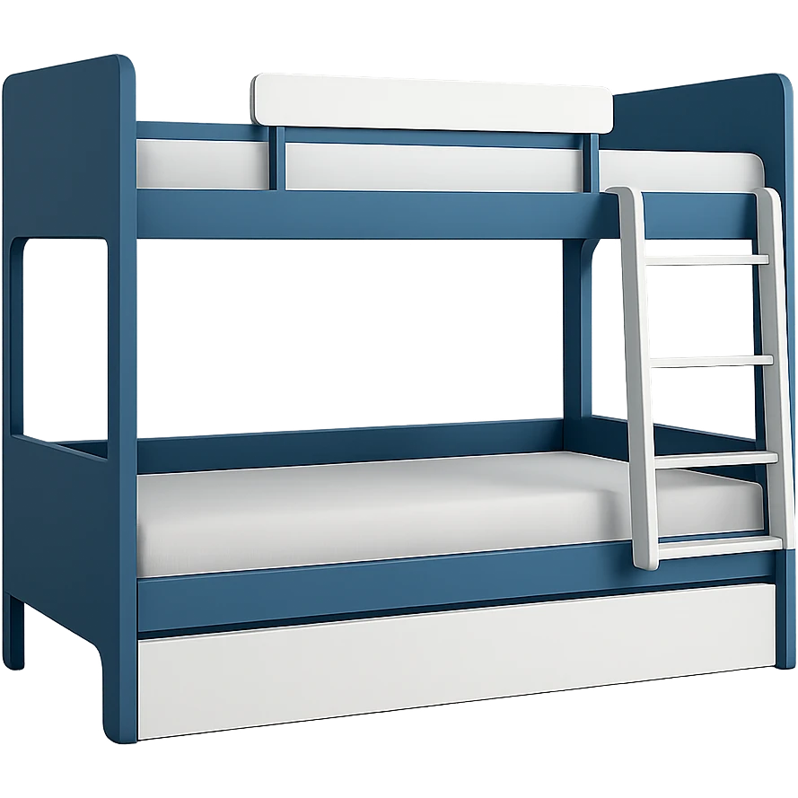 Remove the background from the image. Keep the modern bunk bed mostly blue with white accents, sleek and contemporary style. No background should remain. emoji