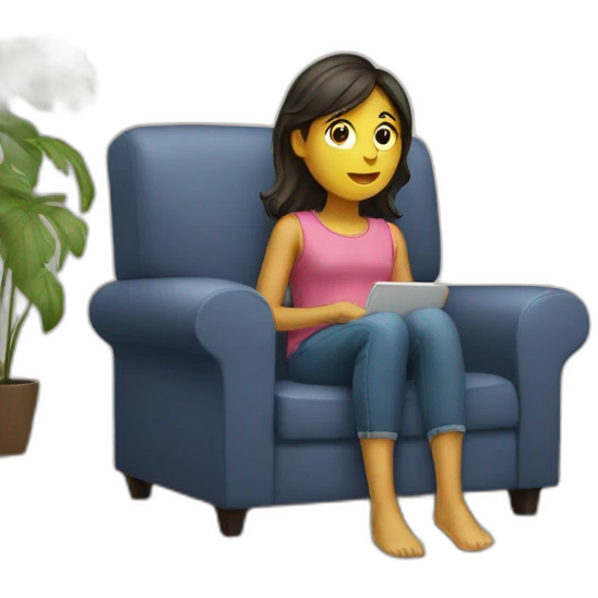 A girl watching TV emoji