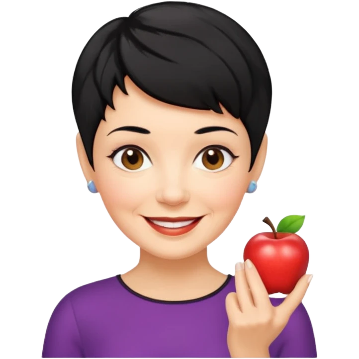 mujer mayor pelo negro pixie cut emoji