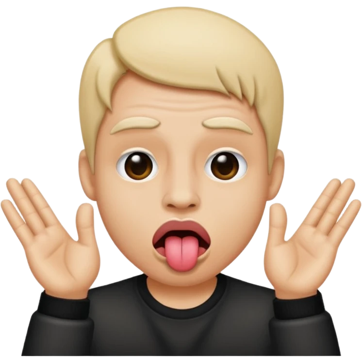 tongue sticking out emoji with rock and roll hands on each side of face emoji