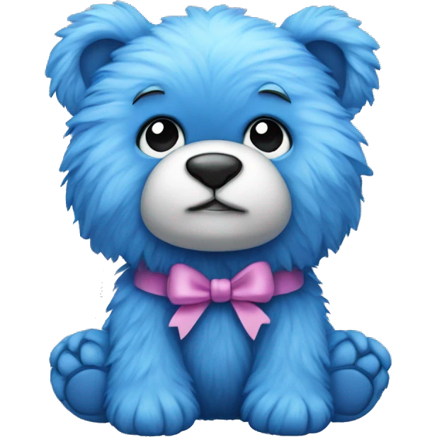 blue fur teddy with bow emoji