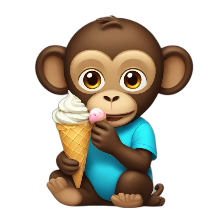 Monkey eating ice cream emoji