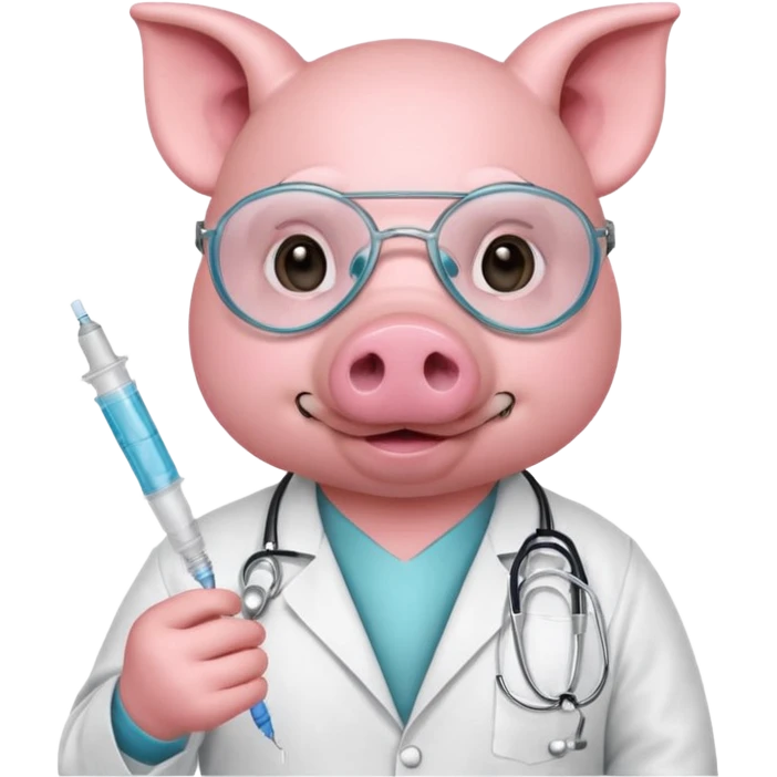 Pig doctor with mask and syringe.














 emoji