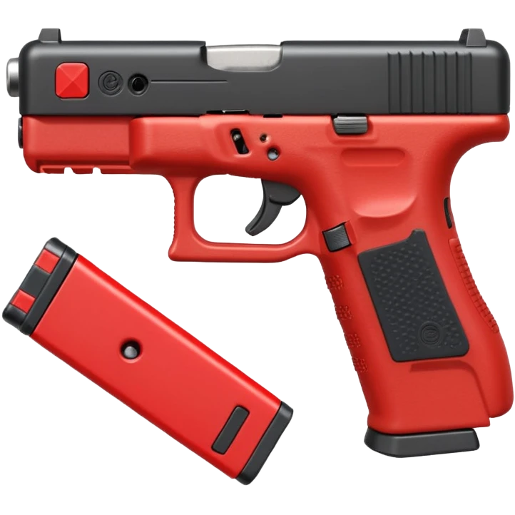 a red glock 20 with a drum mag inside of it with a red flag like people wear in real life with a incognito switch in the back plate emoji