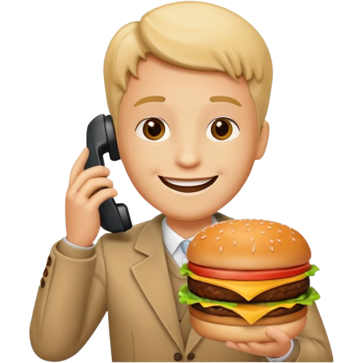 ordering a hamburguer on the phone emoji