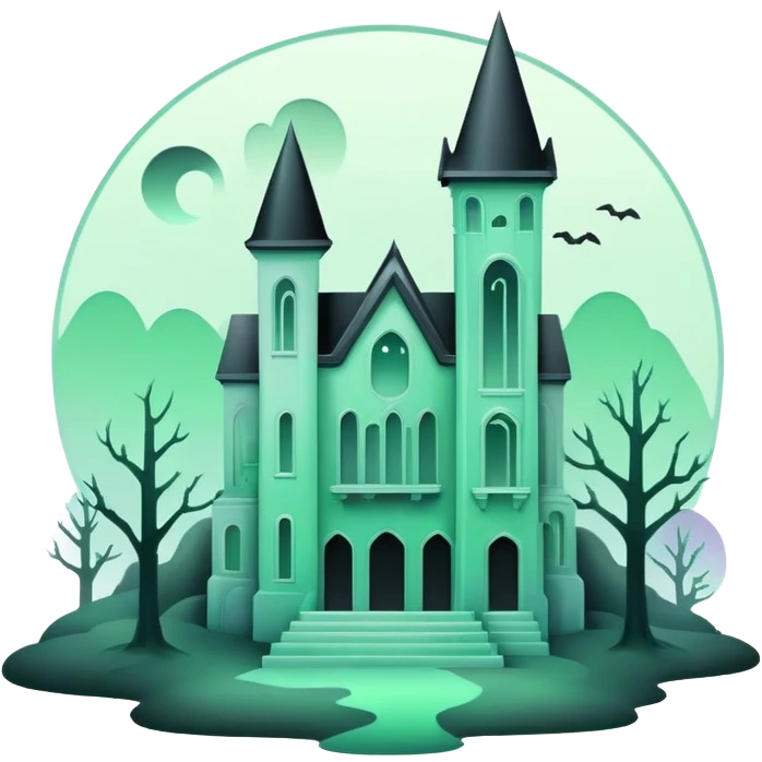 Ghostly Pastel Black Green White Spectral Gloomy Dusky Dystopian Apocalyptic Aesthetic Scenery Deco emoji
