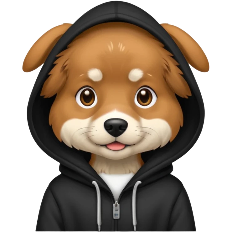 Dog wearing hoodie black  emoji
