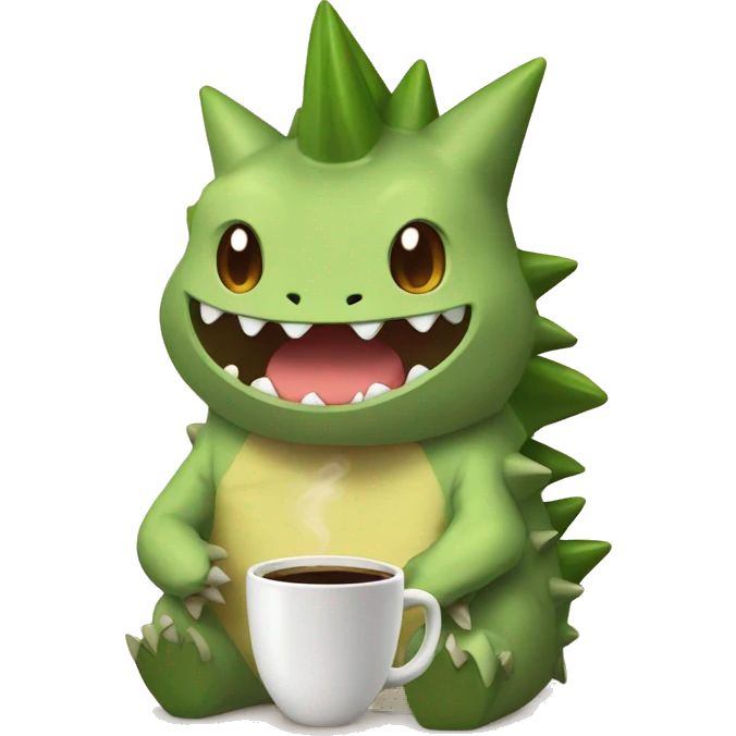tyranitar with coffee emoji