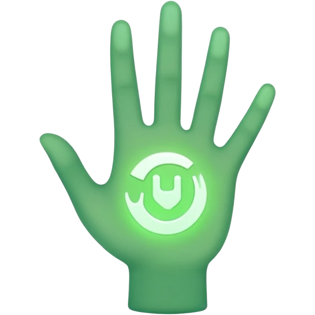 minimalistic green hand icon from Skyrim semi-transparent emoji