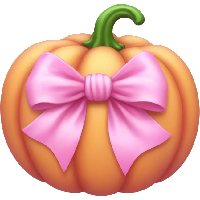 Light pink soft Pumpkin with a pink bow emoji