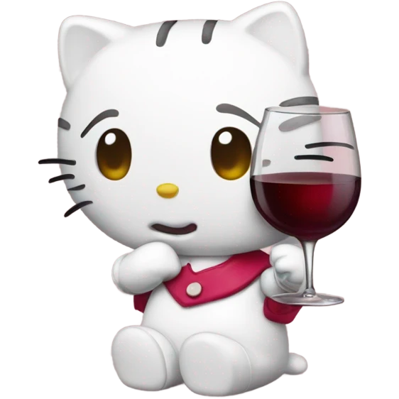 Hello Kitty drinking red wine emoji