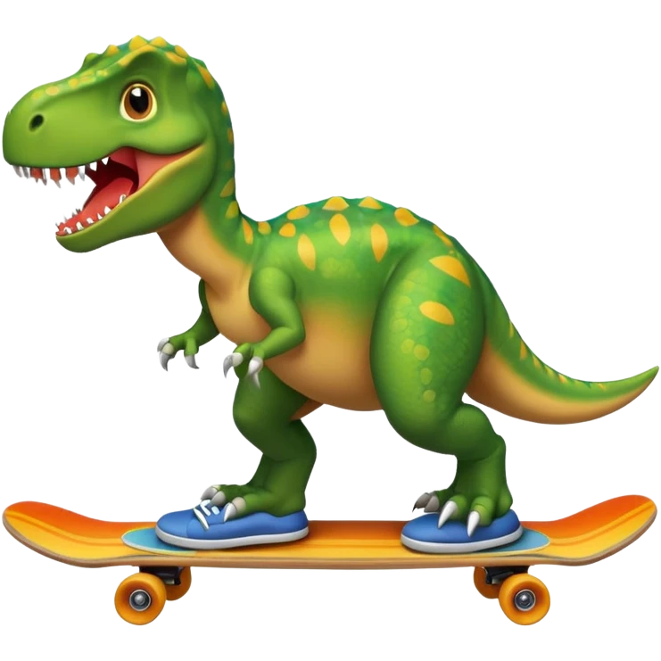 Dinosaur on a skateboard emoji