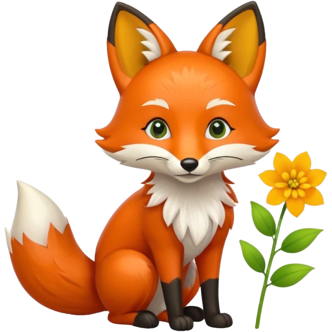 fox holds flower emoji