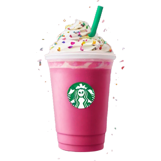 Starbucks Frappuccino with hot pink drizzle and confetti sprinkles venti emoji