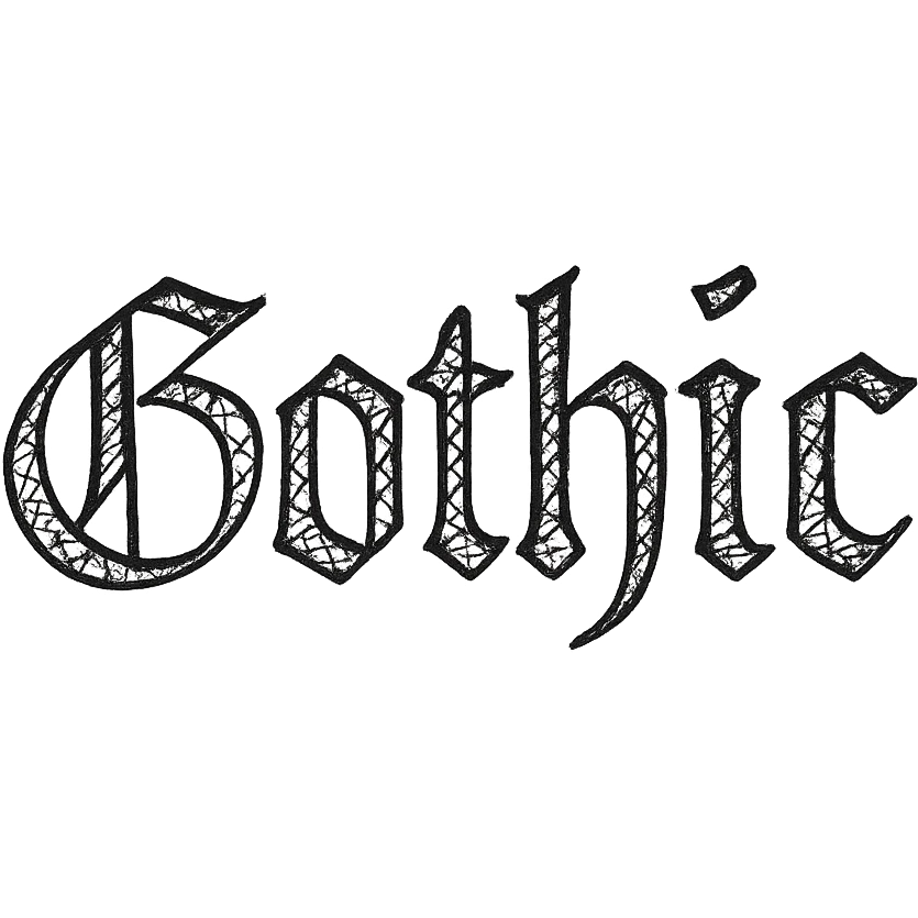 the word 'Gothic' in classic blackletter gothic calligraphy, only text, no decoration emoji
