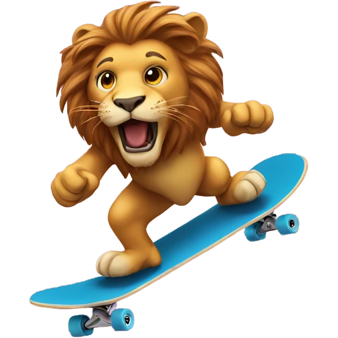 Lion skateboarding emoji
