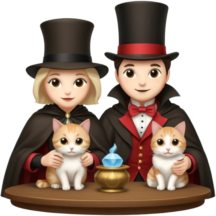 magician couple and their pet cat emoji