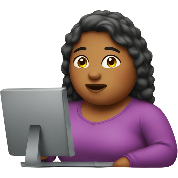 Fat girl at computer emoji