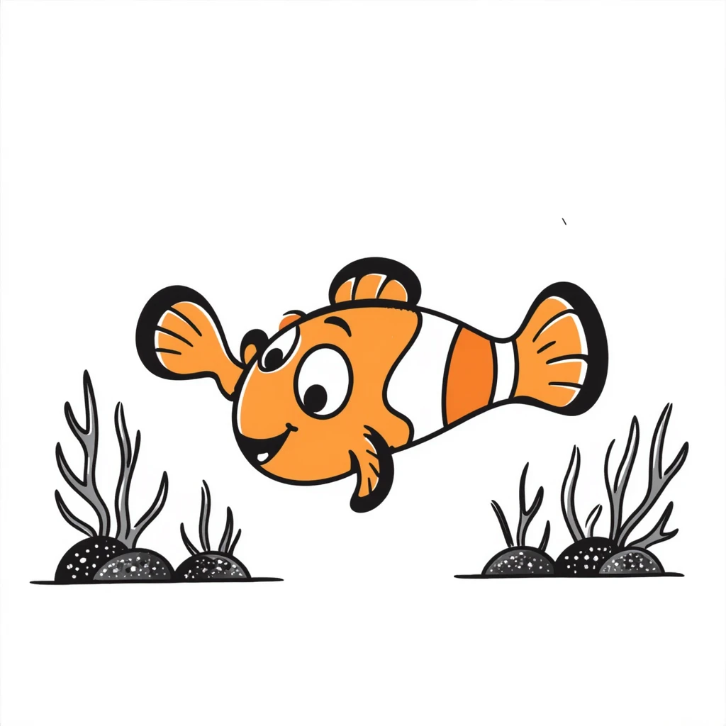 clownfish Nemo fish, hand drawn doodle style emoji