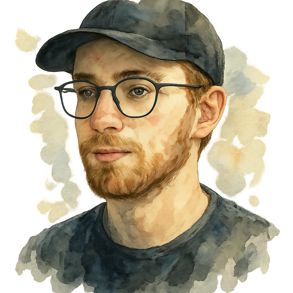 watercolor style guy in glasses and a black cap emoji