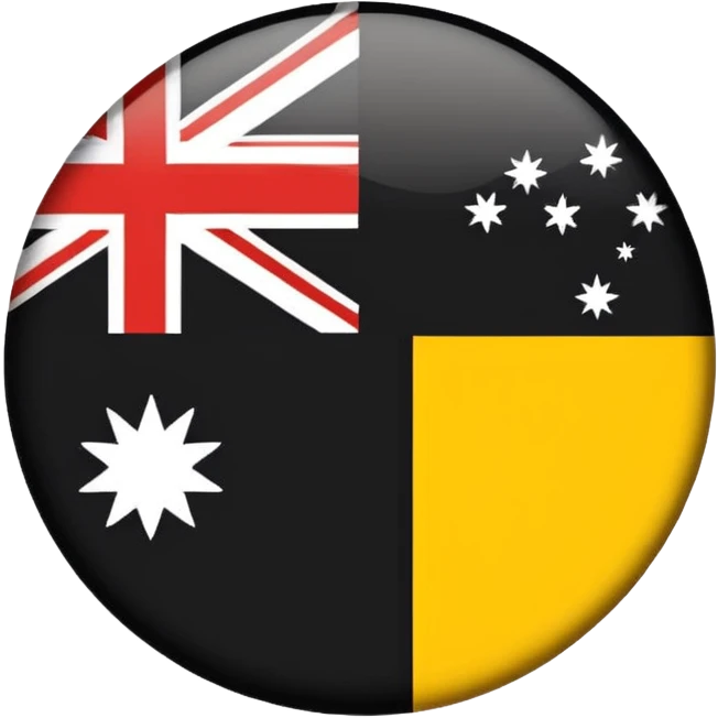 indigenous australia flag with red on the bottom black on the top and a small yellow circle in the middle  emoji