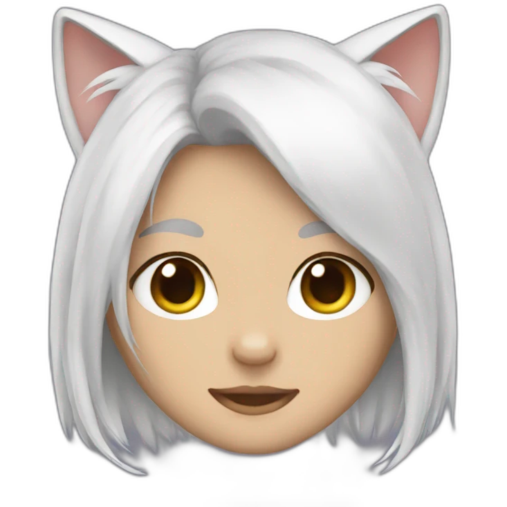 Girl white hair cat ears emoji