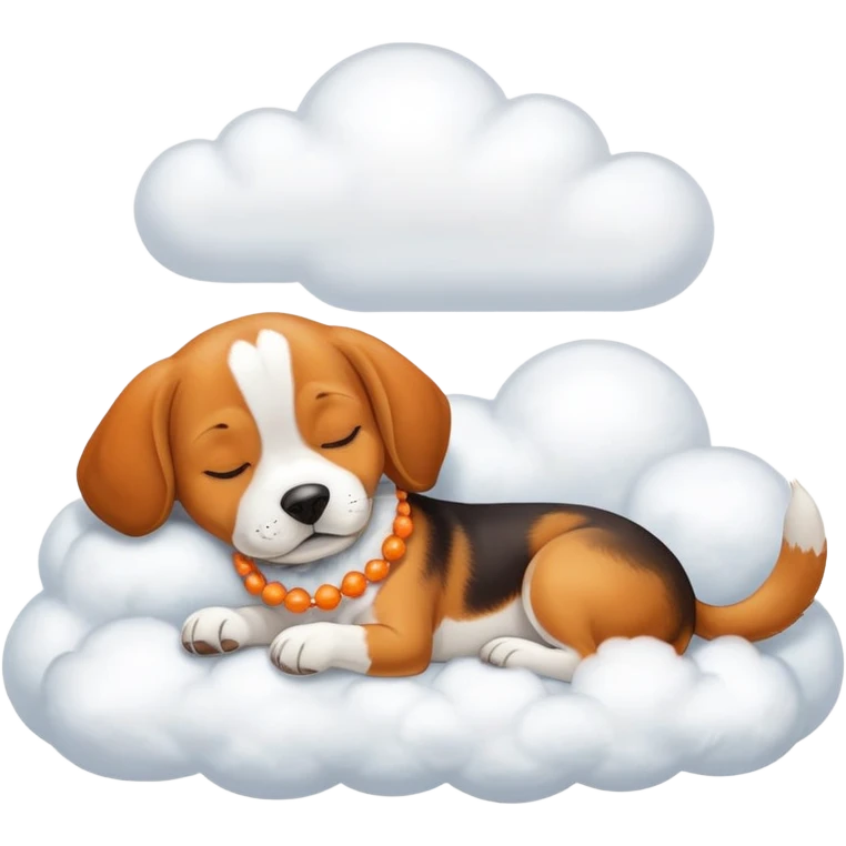 Beagle dog with Orange necklace sleeping in cloud emoji
