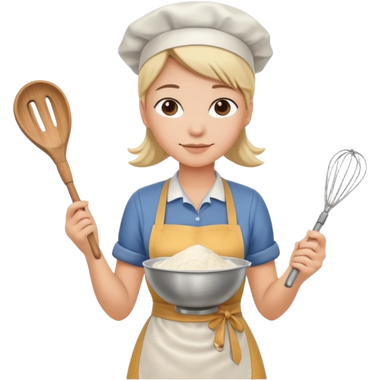 woman making pear cake emoji
