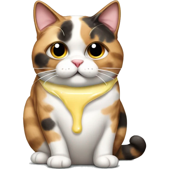Realistic Fat calico cat with sundae emoji