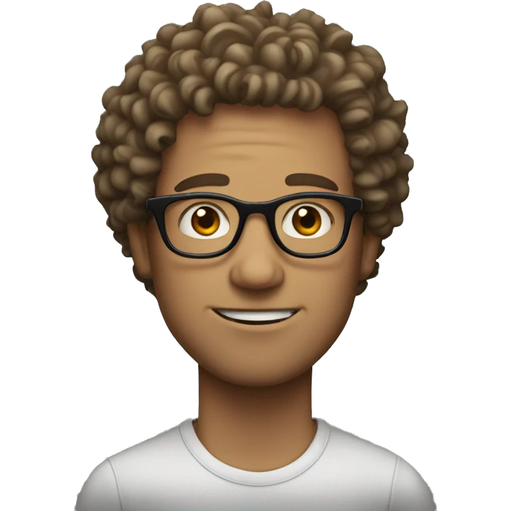 White guy, with curly hair, and big thin round glasses emoji