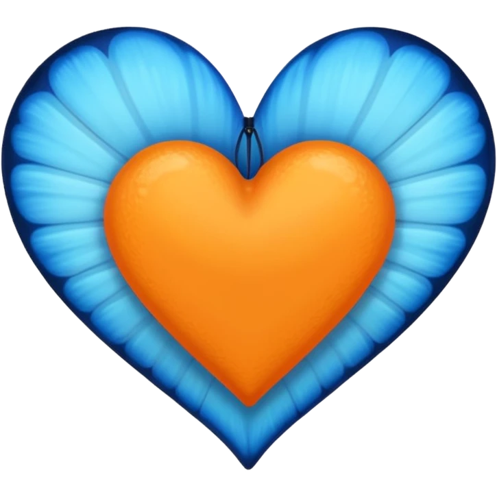 orange heart emoji surrounded by blue butterfly emojis emoji