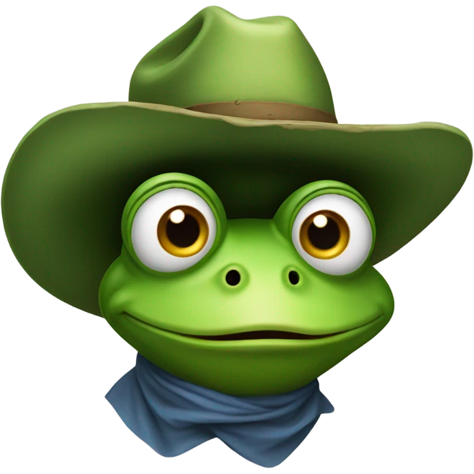 Frog with a cowboy hat making a confused face emoji