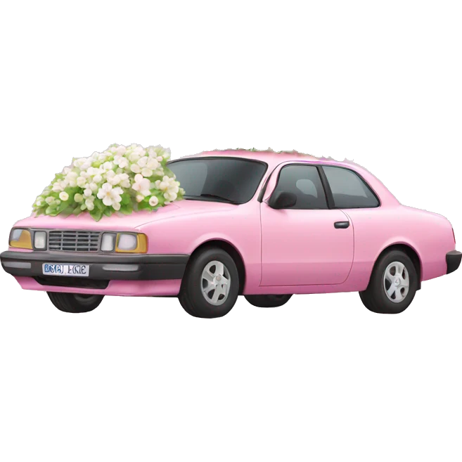 Pink car with white flowers  emoji