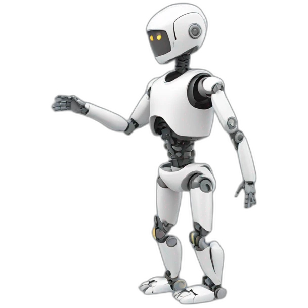 robot stretch left hand, full body,lateral view emoji