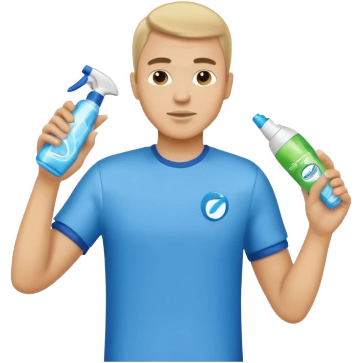 ligth man spraying with spray febreze emoji