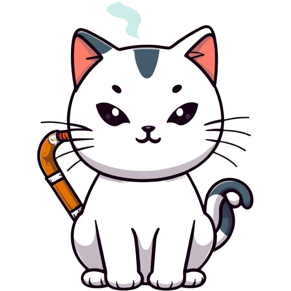 cat with cigarette in mouth staring intensely emoji