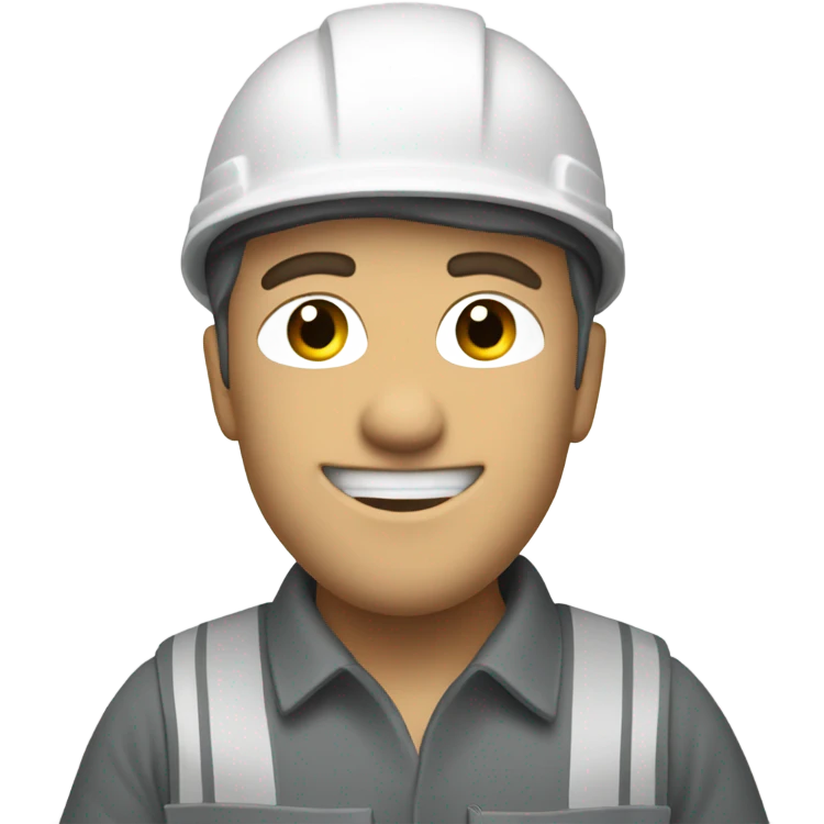 Man wearing with a white helmet and a grey workwear, giving a thumbs up emoji