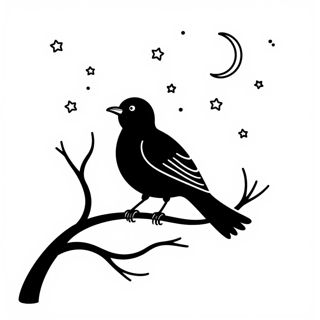nightingale against starry night sky emoji