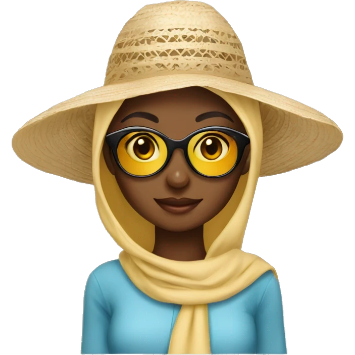 Pretty model Muslim Somali girl with sunglasses and sun hat emoji