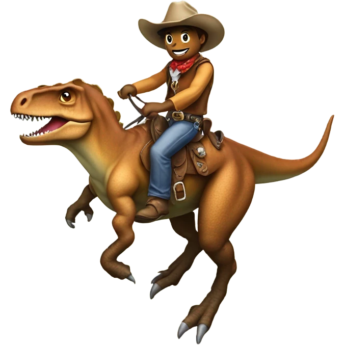 T rex dinosaur riding a pony with a cowboy hat on emoji