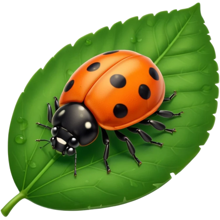  cute orange lady bug on leaf emoji