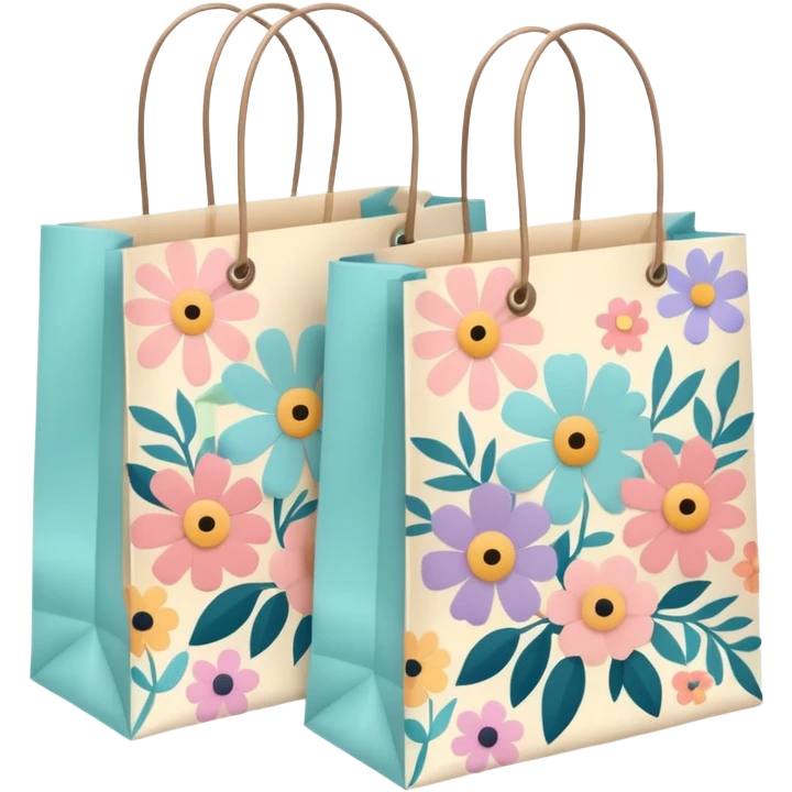 2 aesthetic shopping bag with pattern emoji