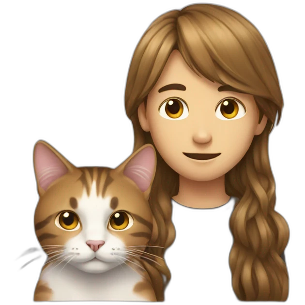 a boy with a long hair with a cat emoji