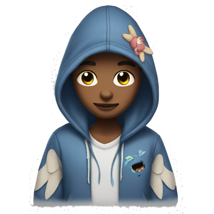 Me wearing a stitch and angel hoodie  emoji
