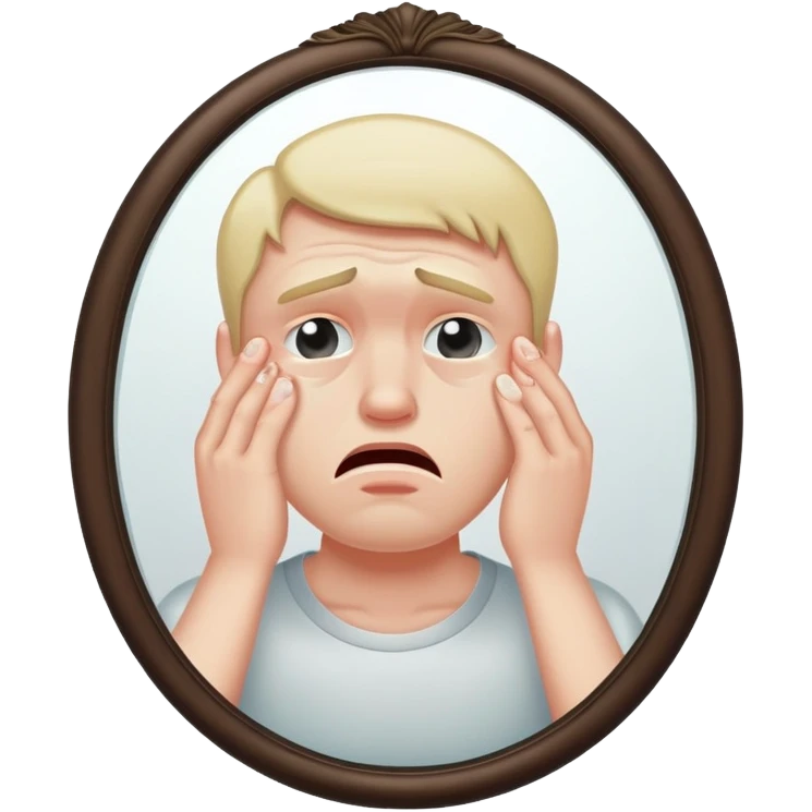 crying and Disappointed male face in the mirror emoji