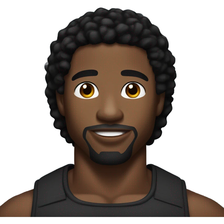 Super gorgeous black man with black hair and a little bit muscular that looks a bit like Micheal b Jordan emoji